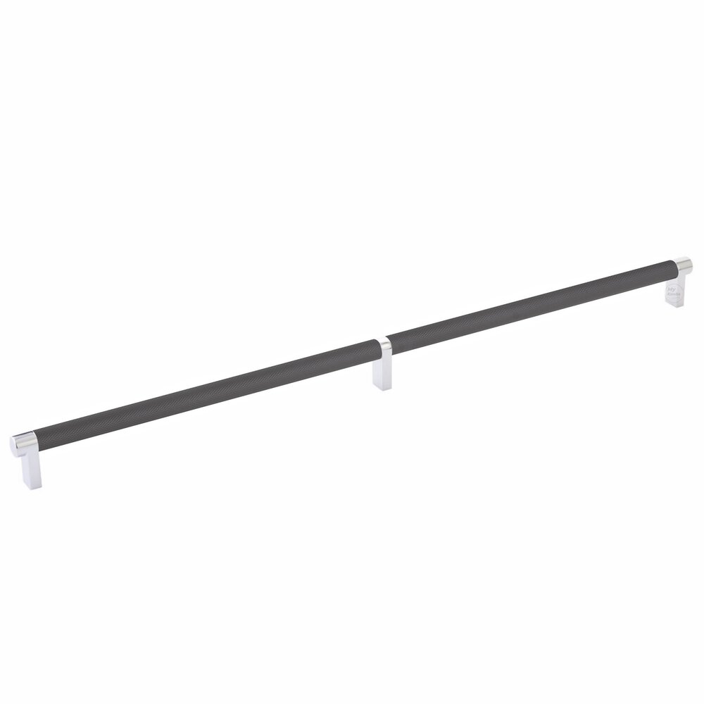 20" Centers Rectangular Stem in Polished Chrome And Knurled Bar in Flat Black