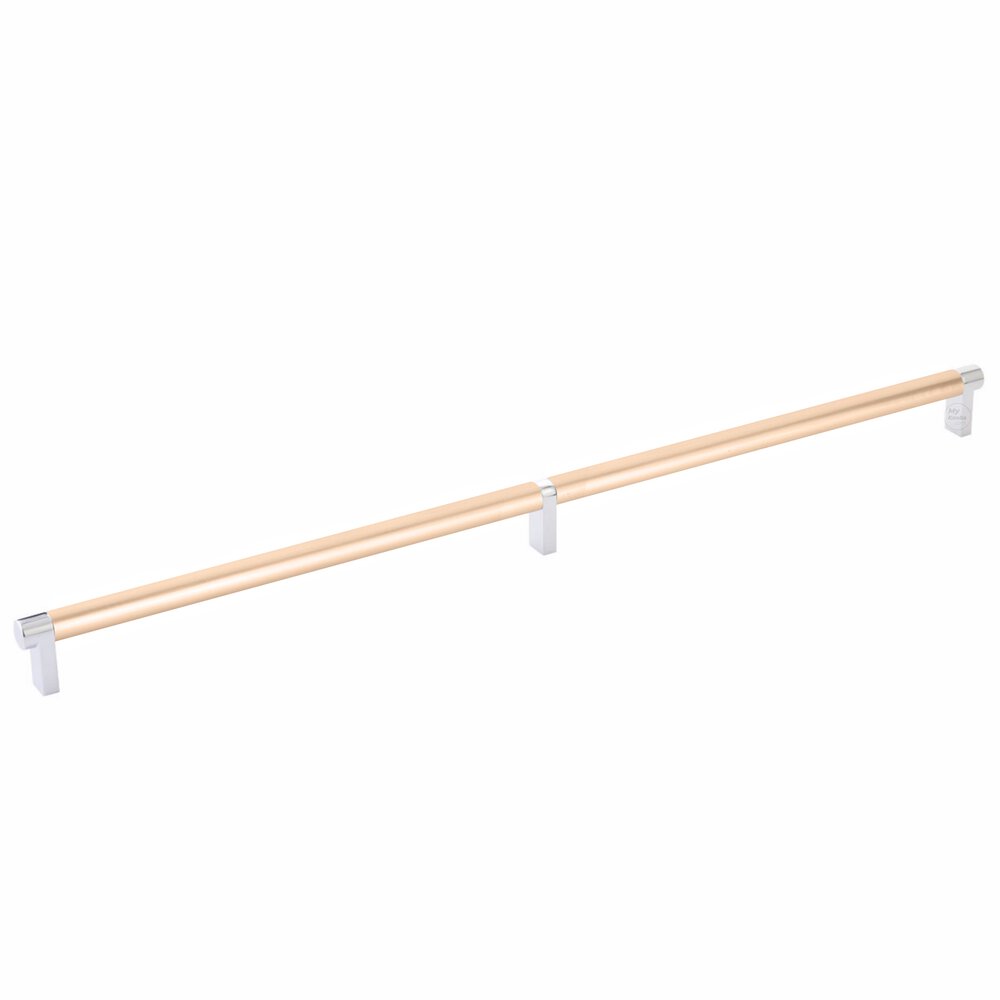 20" Centers Rectangular Stem in Polished Chrome And Smooth Bar in Satin Copper
