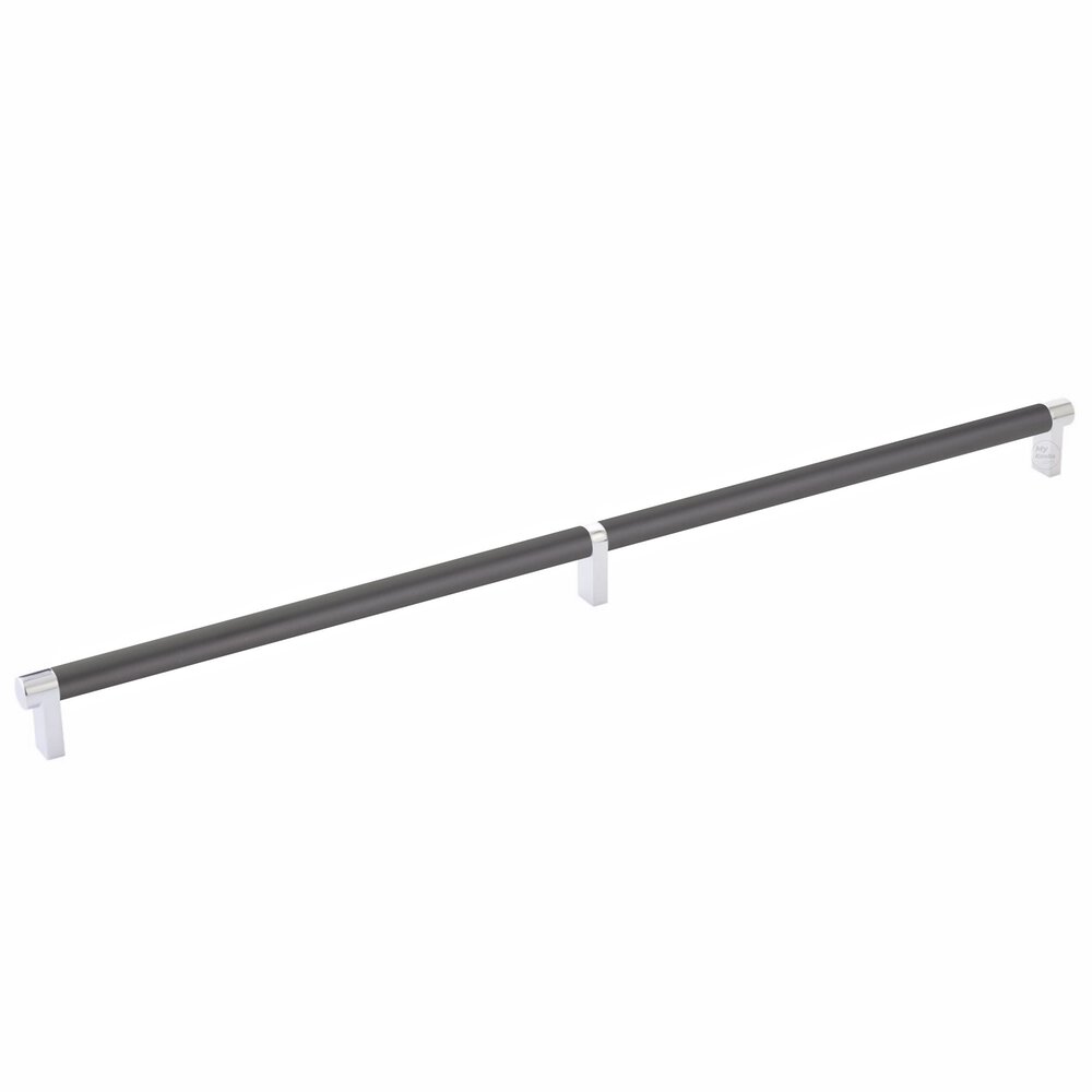 20" Centers Rectangular Stem in Polished Chrome And Smooth Bar in Flat Black