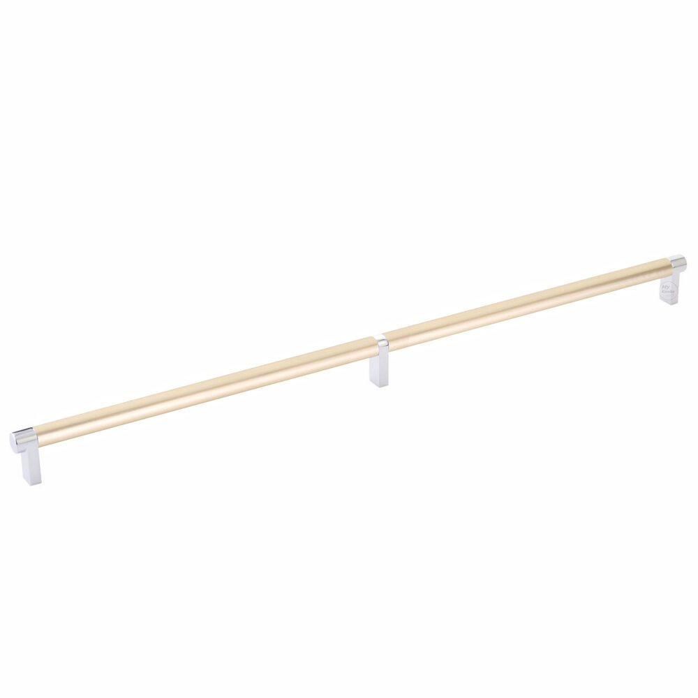 20" Centers Rectangular Stem in Polished Chrome And Smooth Bar in Satin Brass