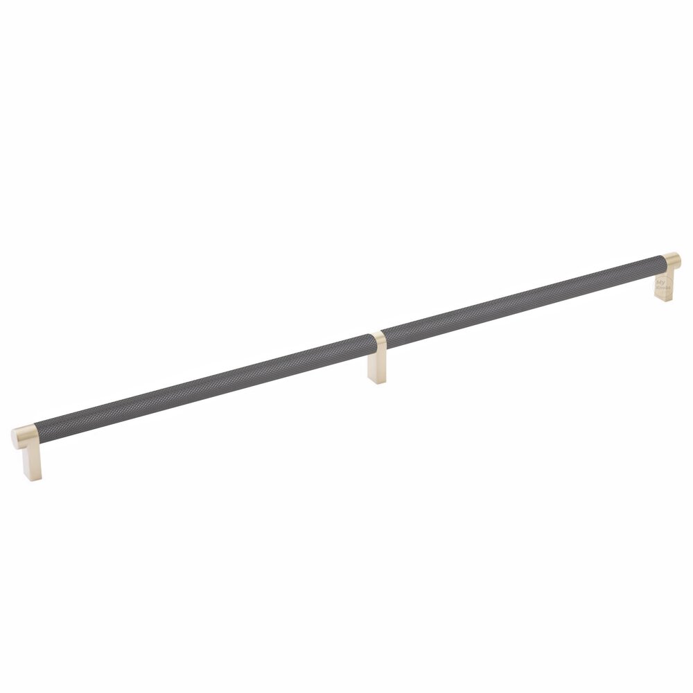 20" Centers Rectangular Stem in Satin Brass And Knurled Bar in Oil Rubbed Bronze