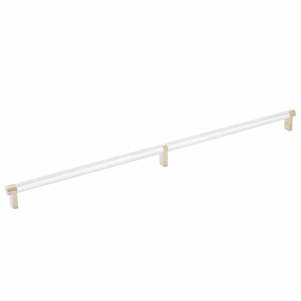 20" Centers Rectangular Stem in Satin Brass And Knurled Bar in Polished Chrome