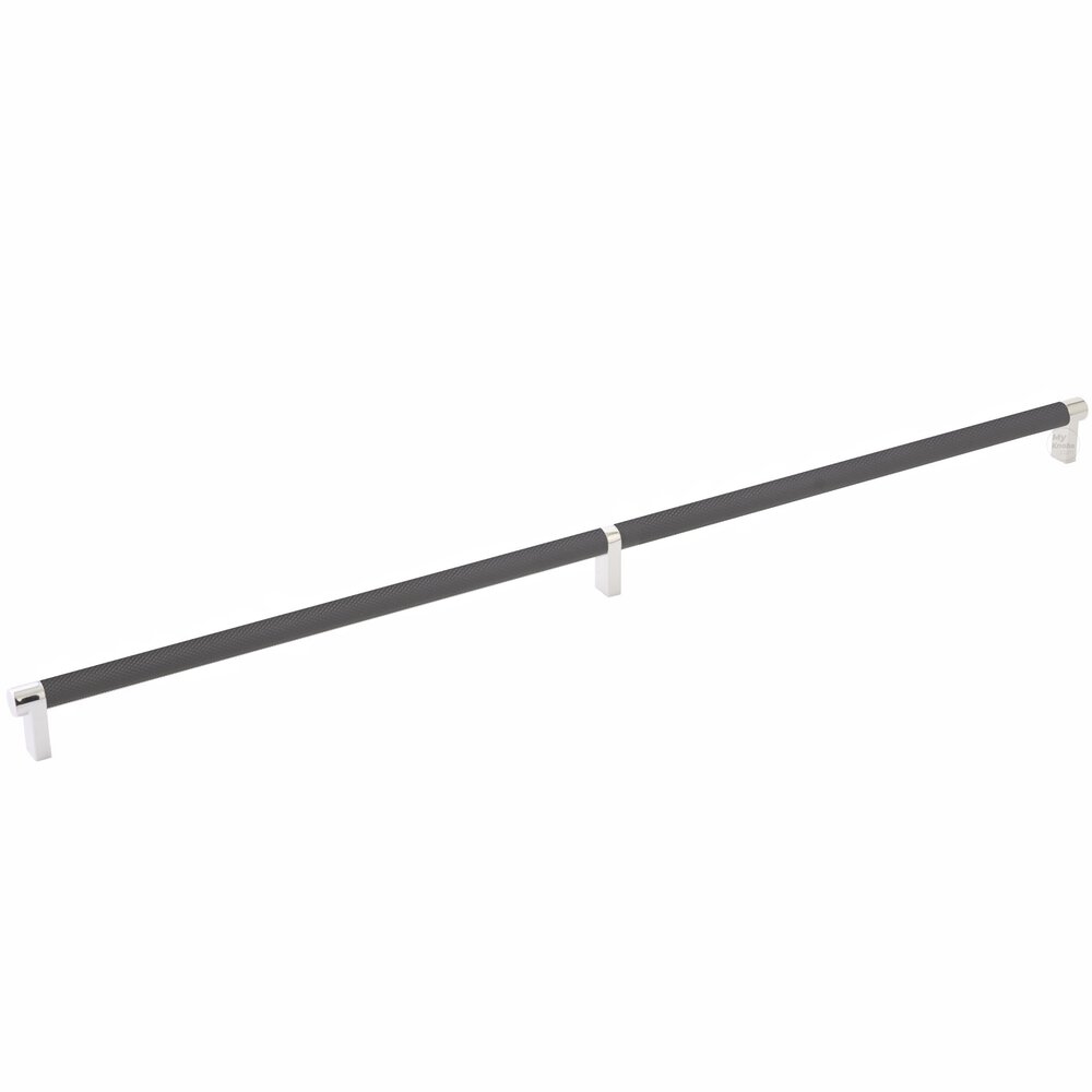 24" Centers Rectangular Stem in Polished Nickel And Knurled Bar in Flat Black