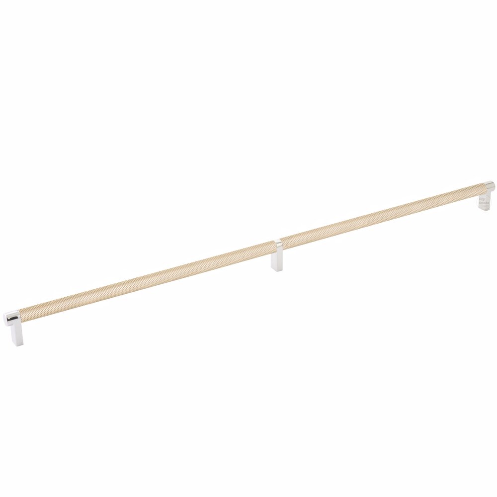 24" Centers Rectangular Stem in Polished Nickel And Knurled Bar in Satin Brass