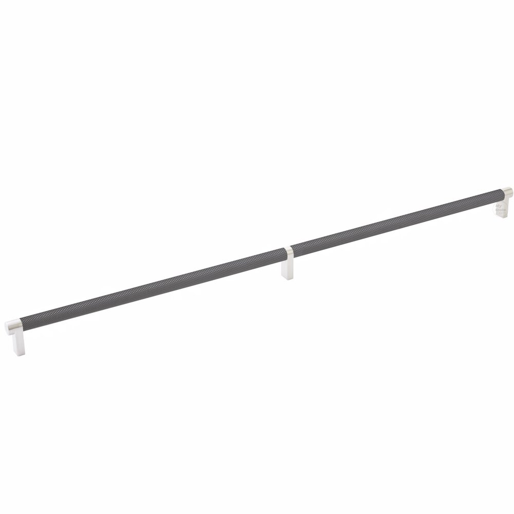 24" Centers Rectangular Stem in Satin Nickel And Knurled Bar in Oil Rubbed Bronze
