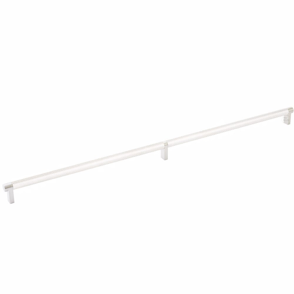 24" Centers Rectangular Stem in Satin Nickel And Knurled Bar in Polished Nickel