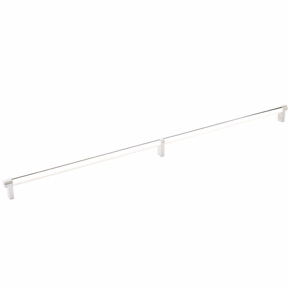 24" Centers Rectangular Stem in Satin Nickel And Smooth Bar in Polished Nickel