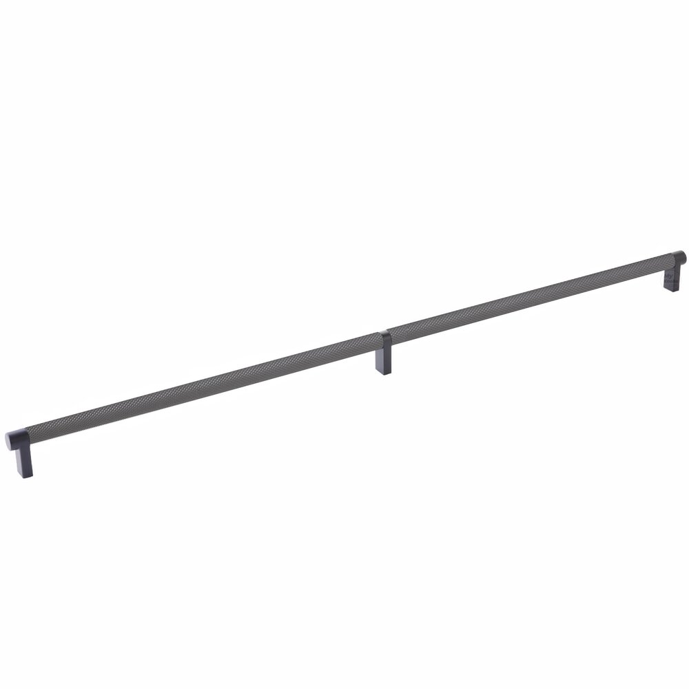 24" Centers Rectangular Stem in Flat Black And Knurled Bar in Oil Rubbed Bronze