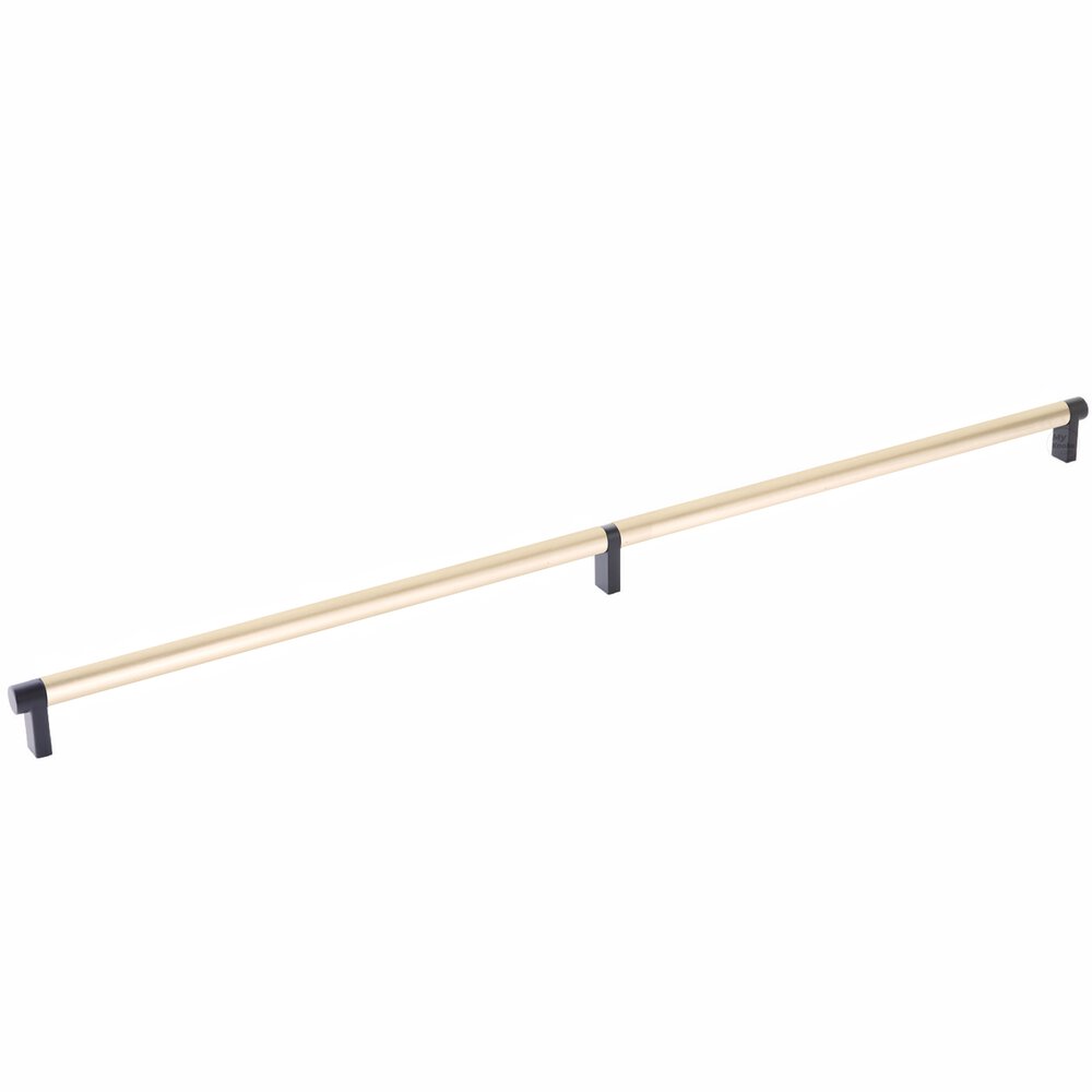 24" Centers Rectangular Stem in Flat Black And Smooth Bar in Satin Brass