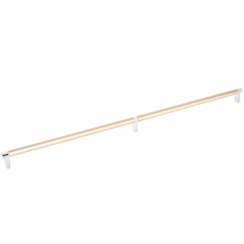 24" Centers Rectangular Stem in Polished Chrome And Smooth Bar in Satin Brass