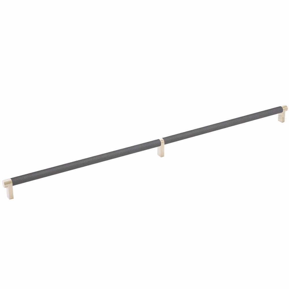 24" Centers Rectangular Stem in Satin Brass And Knurled Bar in Oil Rubbed Bronze