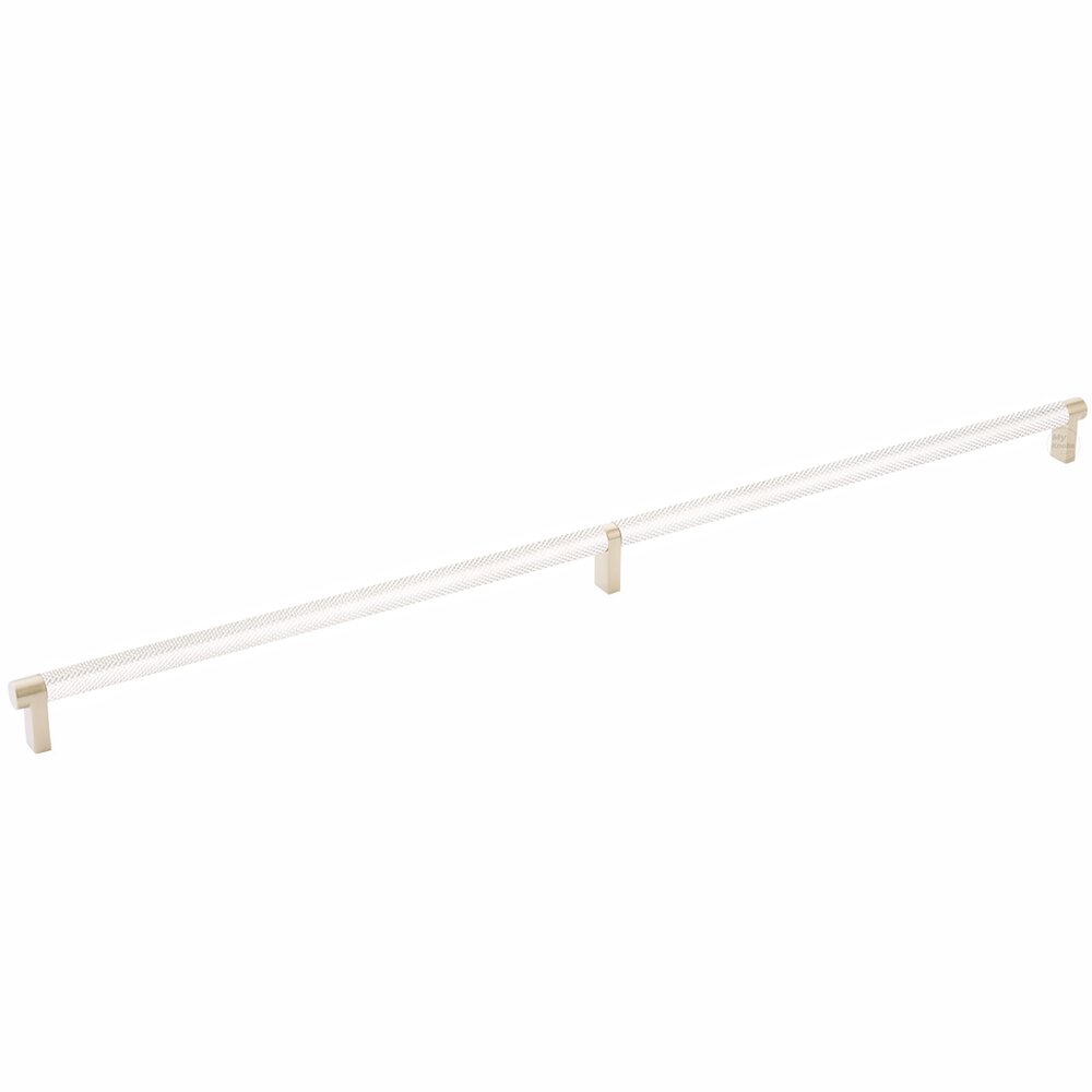 24" Centers Rectangular Stem in Satin Brass And Knurled Bar in Polished Nickel