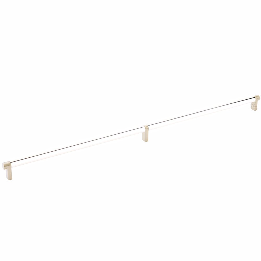 24" Centers Rectangular Stem in Satin Brass And Smooth Bar in Polished Nickel