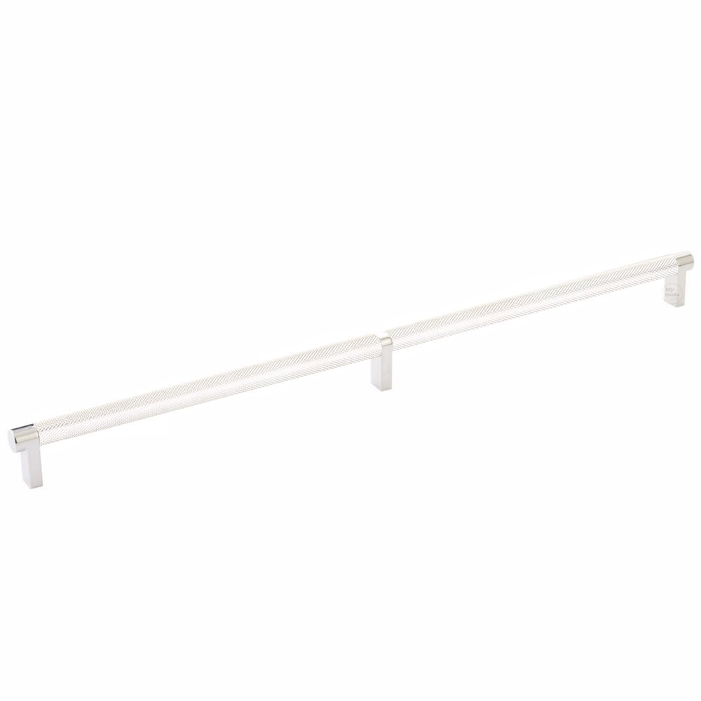 18" Centers Rectangular Stem in Polished Nickel And Knurled Bar in Polished Nickel