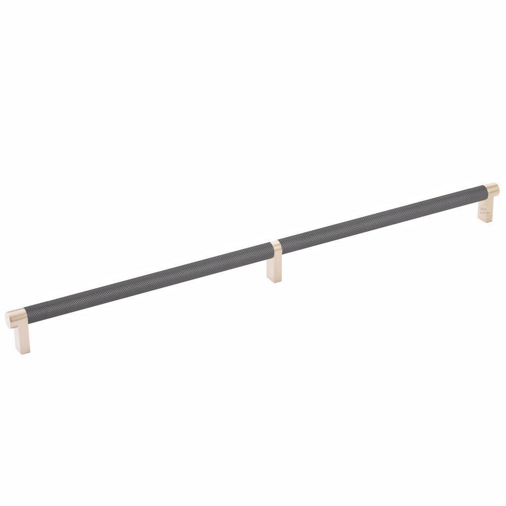 18" Centers Rectangular Stem in Satin Copper And Knurled Bar in Oil Rubbed Bronze