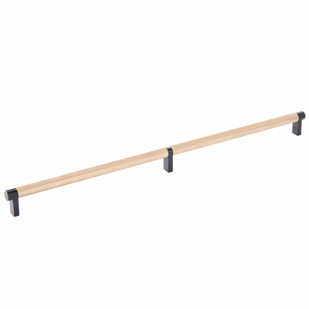 18" Centers Rectangular Stem in Oil Rubbed Bronze And Knurled Bar in Satin Copper