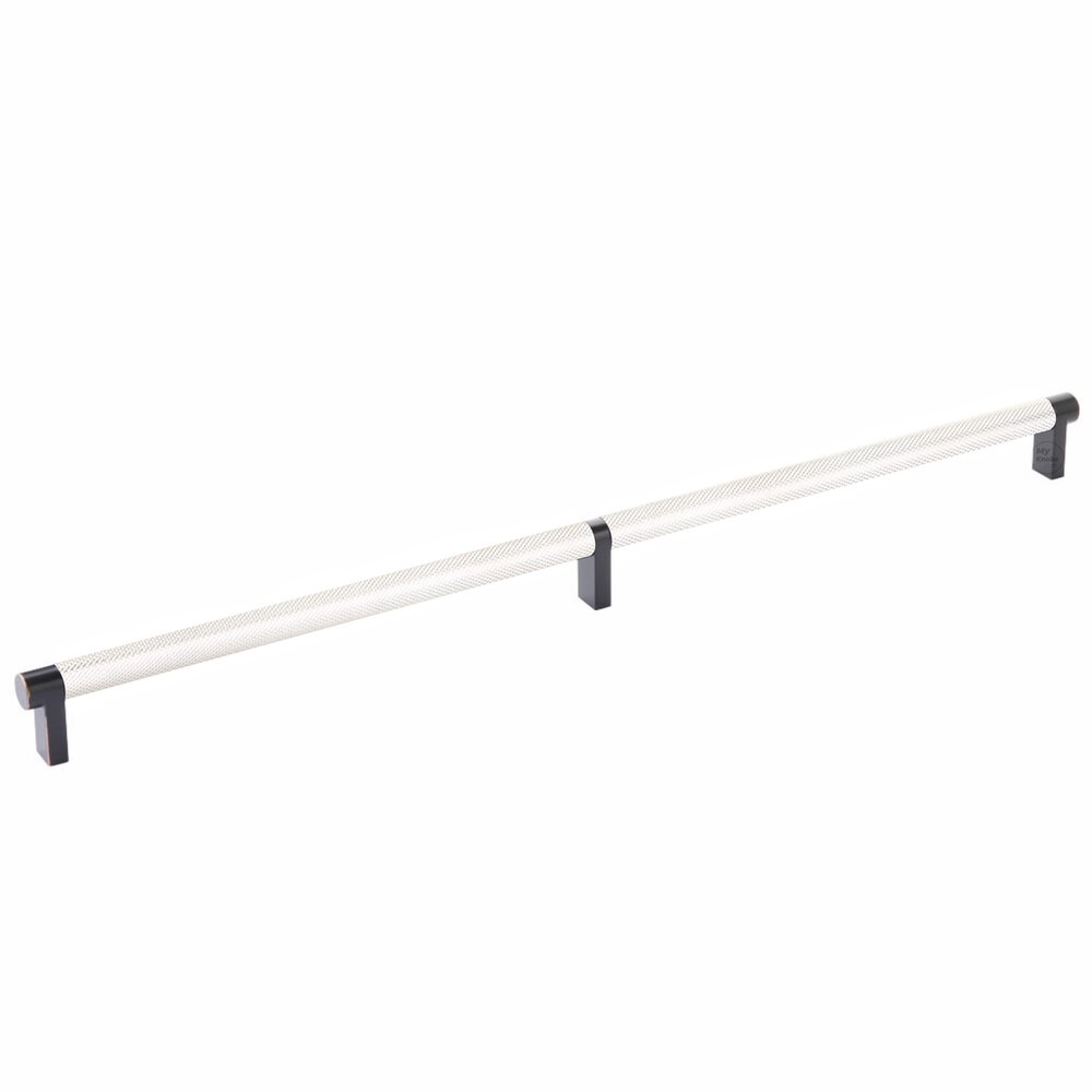 18" Centers Rectangular Stem in Oil Rubbed Bronze And Knurled Bar in Polished Nickel