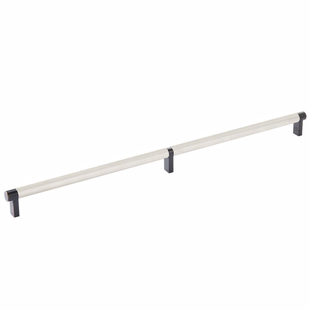 18" Centers Rectangular Stem in Oil Rubbed Bronze And Knurled Bar in Satin Nickel