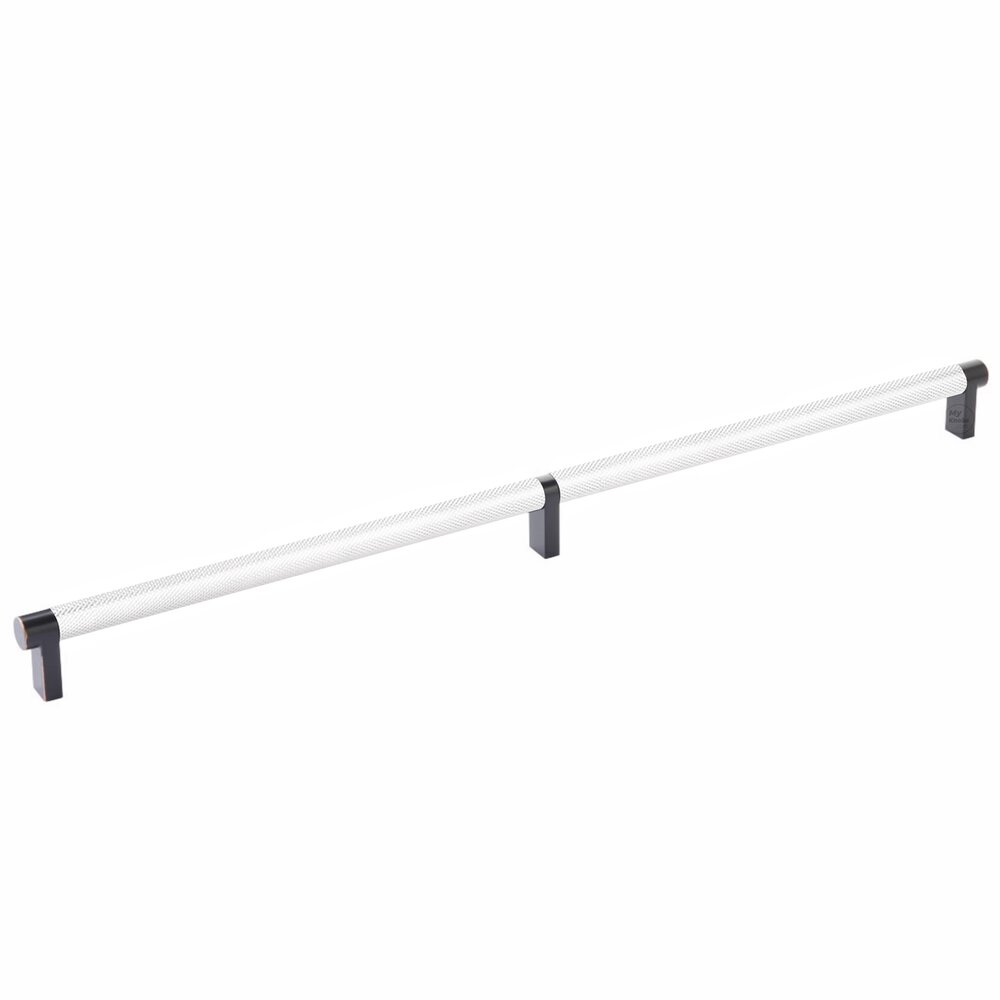18" Centers Rectangular Stem in Oil Rubbed Bronze And Knurled Bar in Polished Chrome