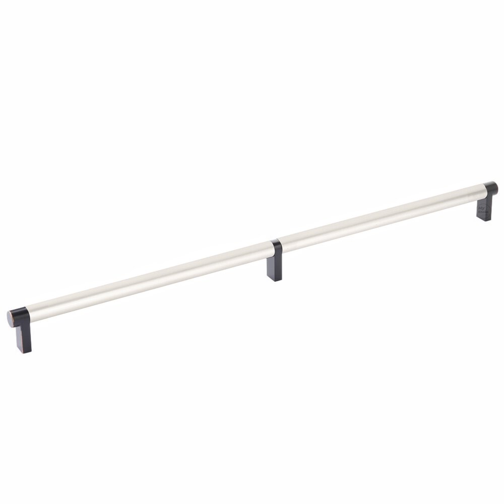 18" Centers Rectangular Stem in Oil Rubbed Bronze And Smooth Bar in Satin Nickel