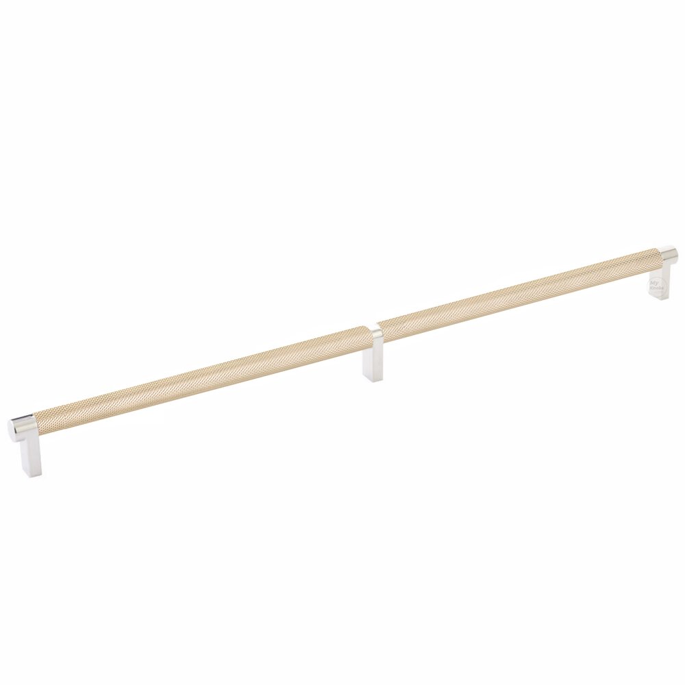 18" Centers Rectangular Stem in Polished Nickel And Knurled Bar in Satin Brass