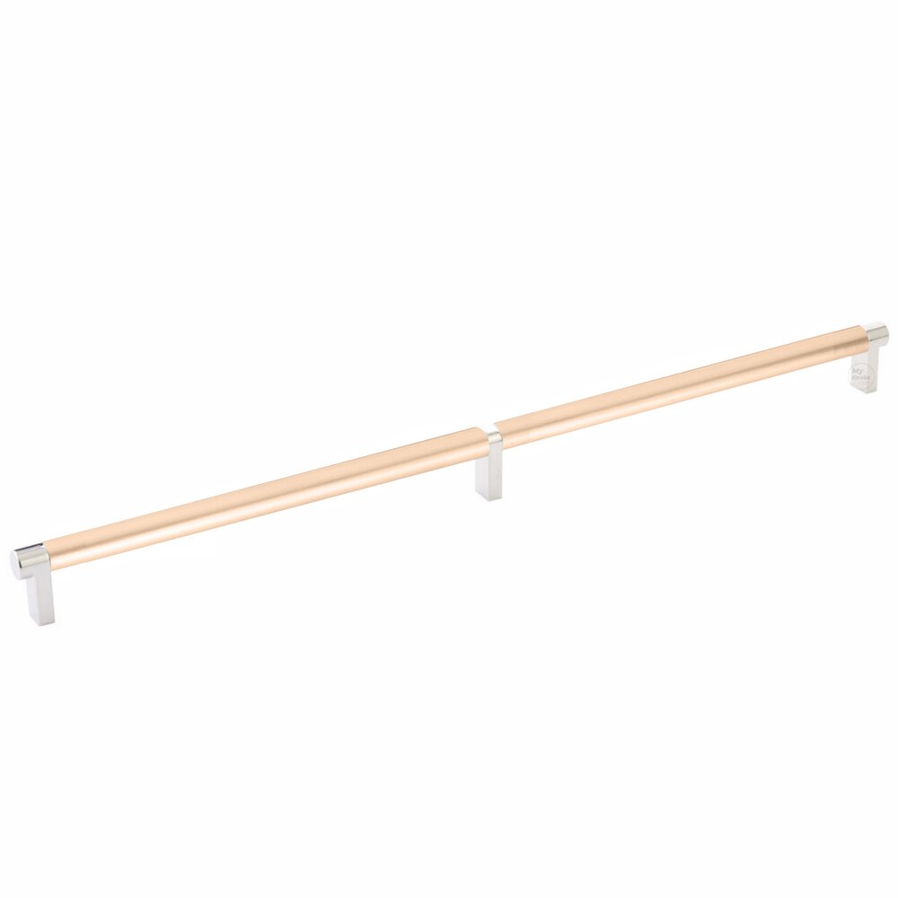 18" Centers Rectangular Stem in Polished Nickel And Smooth Bar in Satin Copper