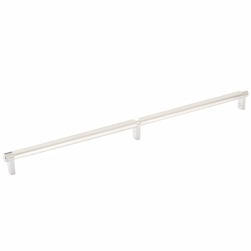 18" Centers Rectangular Stem in Polished Nickel And Smooth Bar in Satin Nickel
