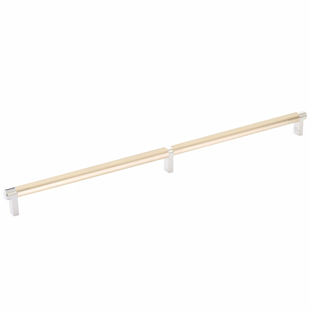 18" Centers Rectangular Stem in Polished Nickel And Smooth Bar in Satin Brass