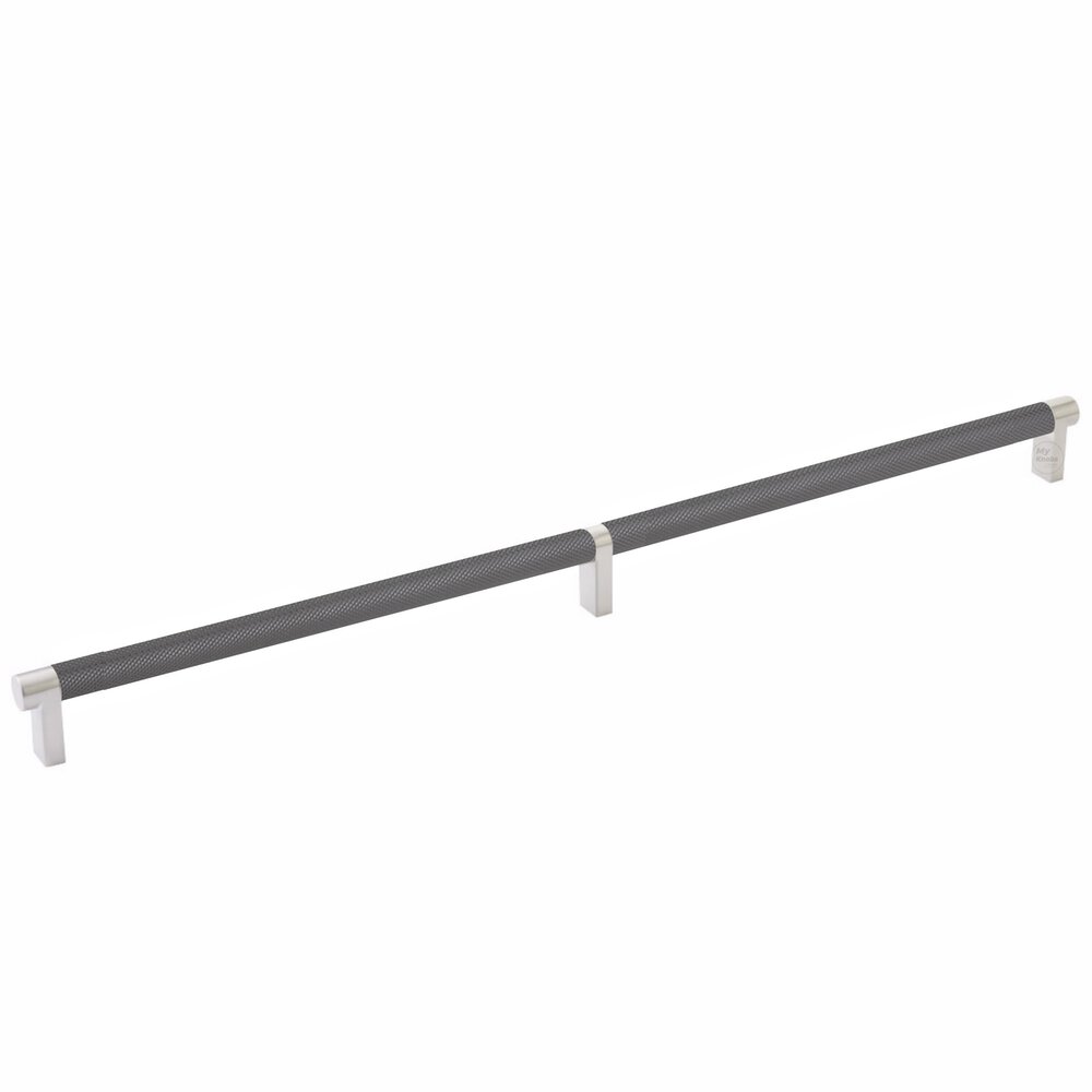 18" Centers Rectangular Stem in Satin Nickel And Knurled Bar in Oil Rubbed Bronze