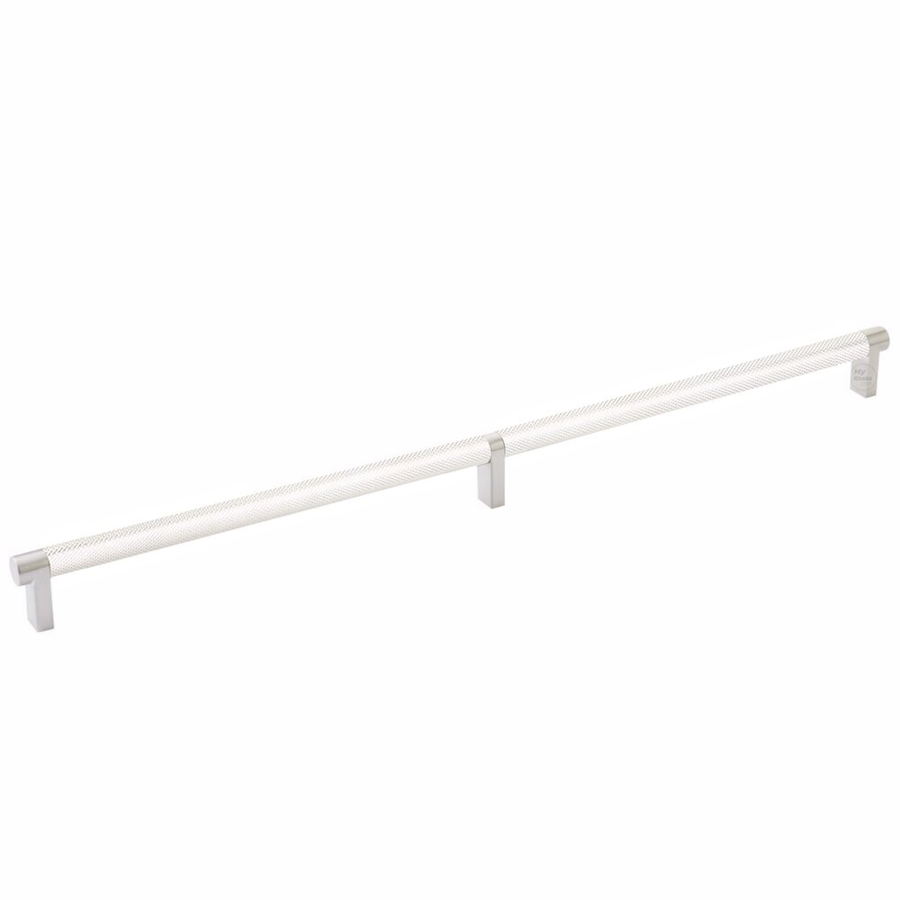 18" Centers Rectangular Stem in Satin Nickel And Knurled Bar in Polished Nickel