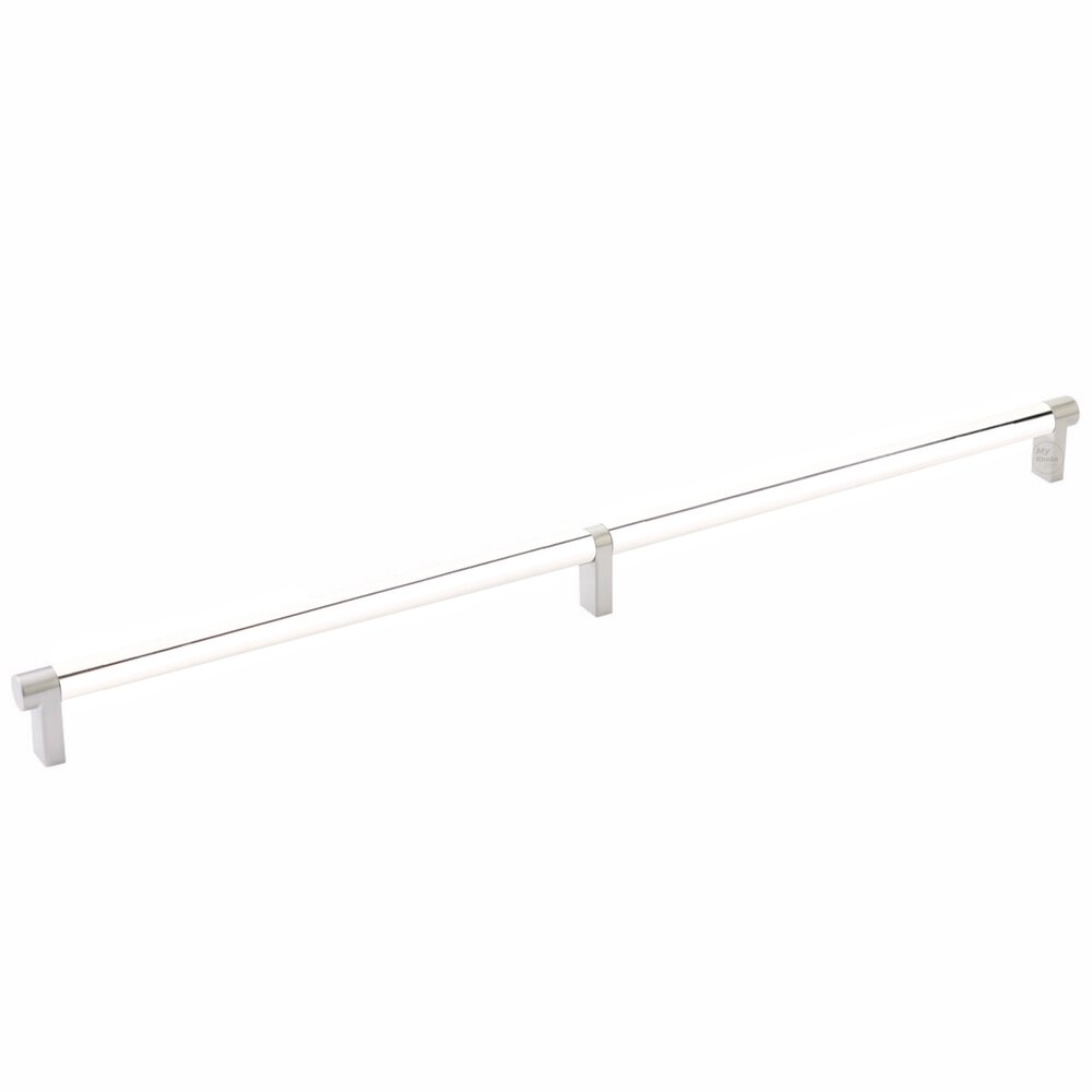 18" Centers Rectangular Stem in Satin Nickel And Smooth Bar in Polished Nickel