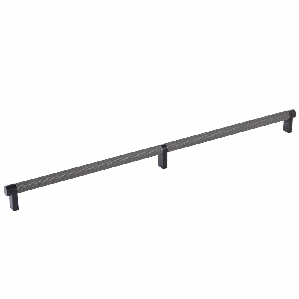 18" Centers Rectangular Stem in Flat Black And Knurled Bar in Oil Rubbed Bronze