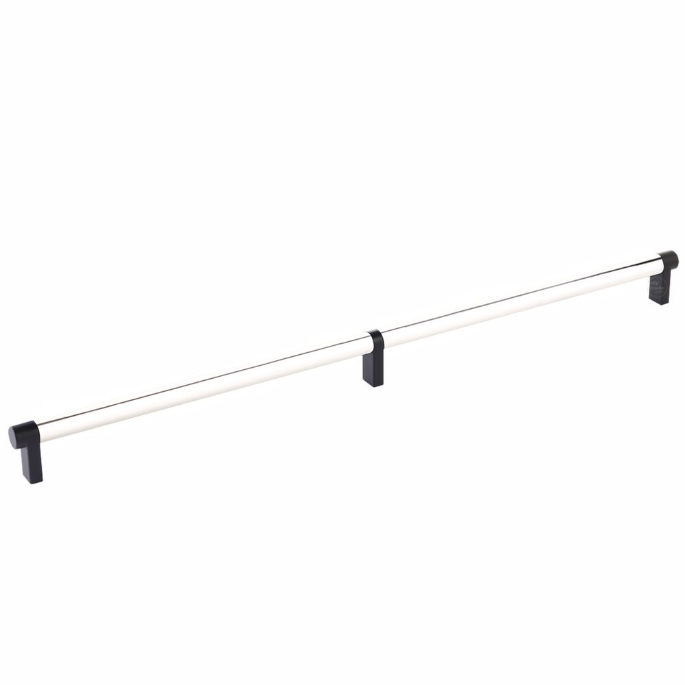 18" Centers Rectangular Stem in Flat Black And Smooth Bar in Polished Nickel
