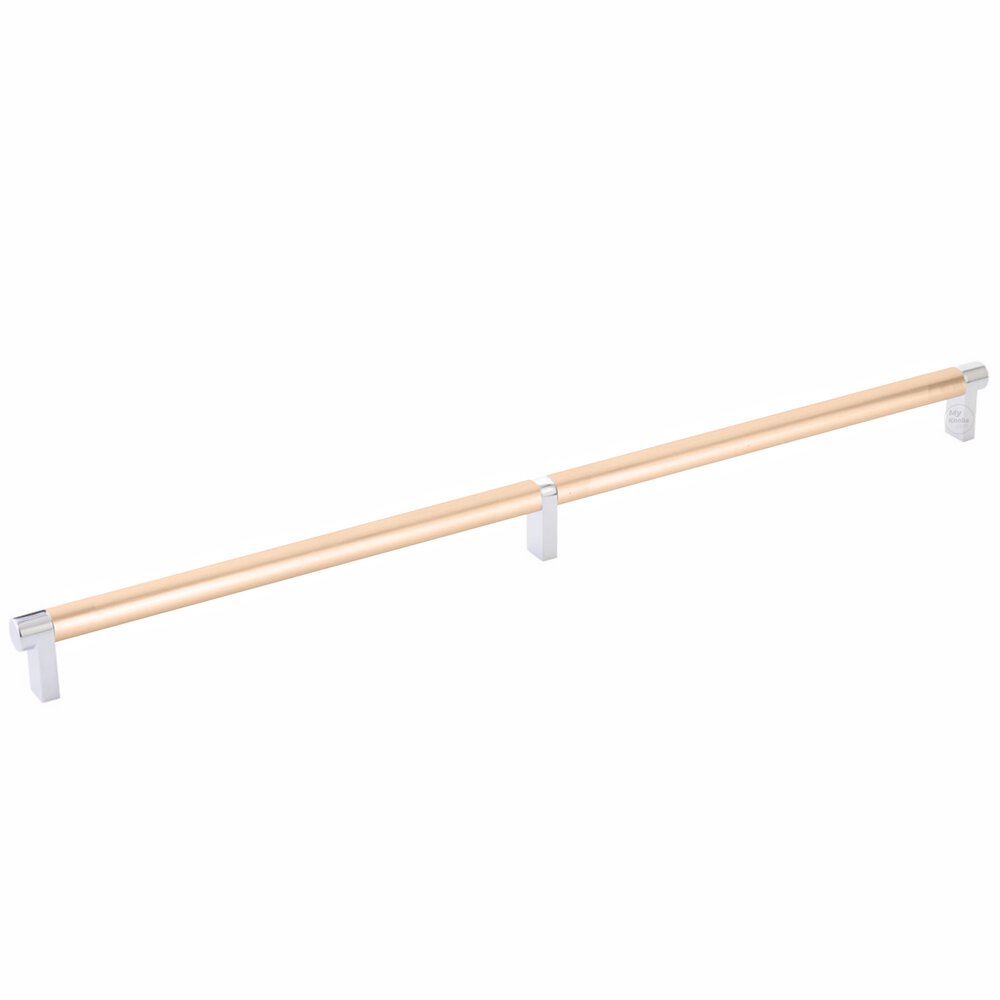 18" Centers Rectangular Stem in Polished Chrome And Smooth Bar in Satin Copper