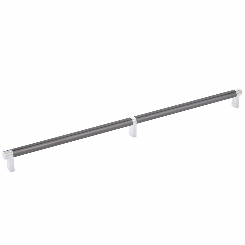18" Centers Rectangular Stem in Polished Chrome And Smooth Bar in Oil Rubbed Bronze