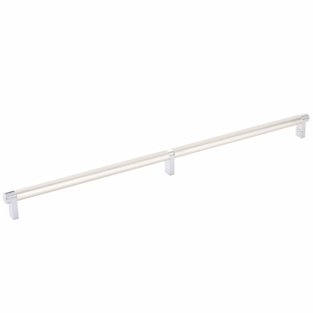 18" Centers Rectangular Stem in Polished Chrome And Smooth Bar in Satin Nickel