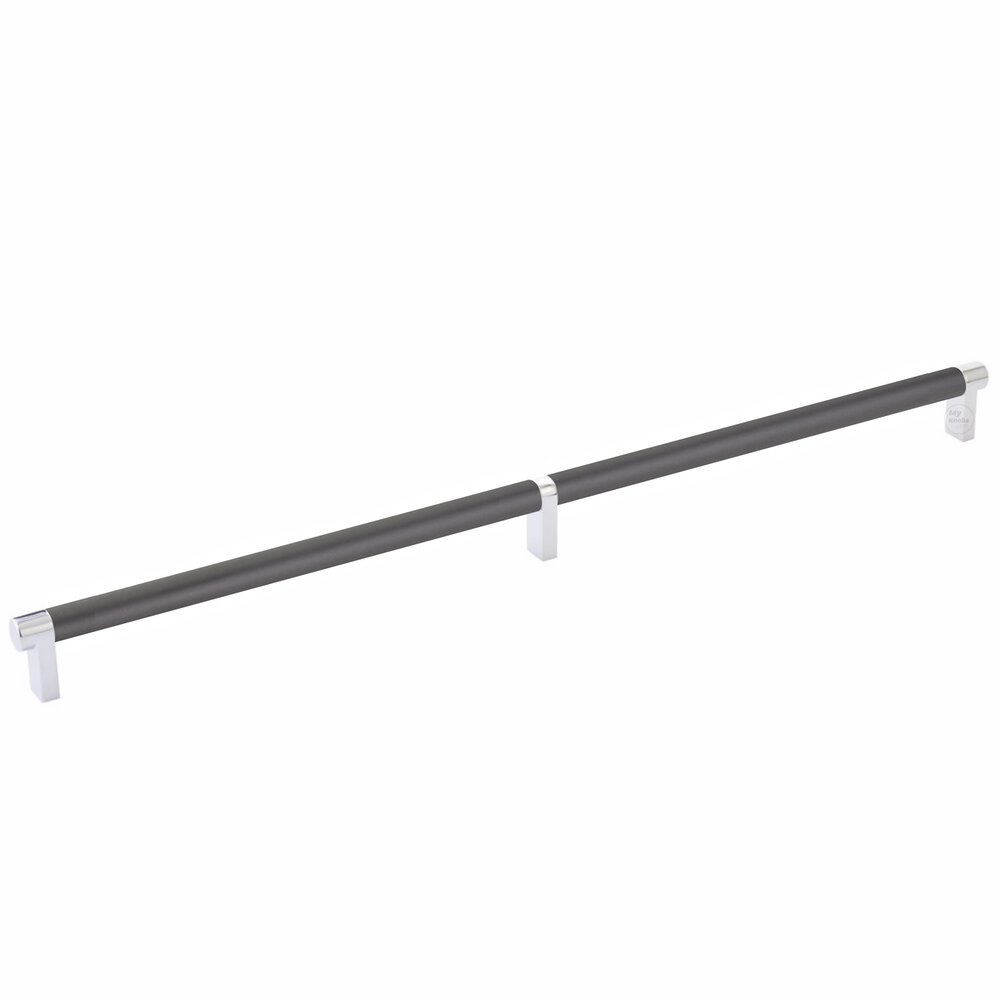 18" Centers Rectangular Stem in Polished Chrome And Smooth Bar in Flat Black