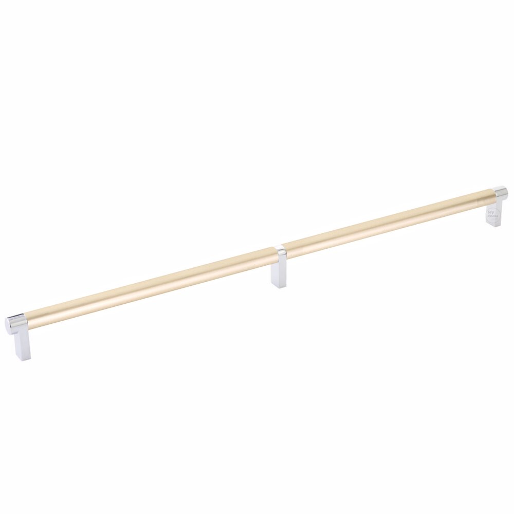 18" Centers Rectangular Stem in Polished Chrome And Smooth Bar in Satin Brass