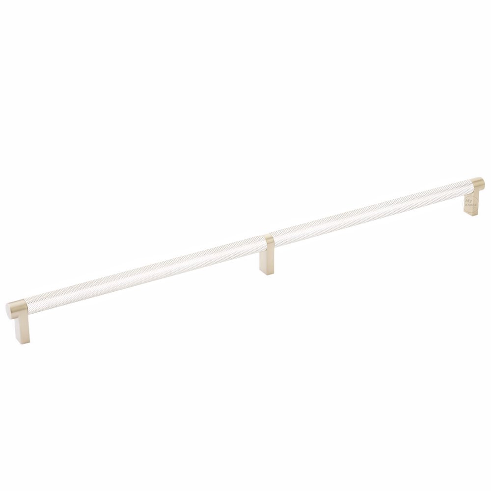 18" Centers Rectangular Stem in Satin Brass And Knurled Bar in Polished Nickel