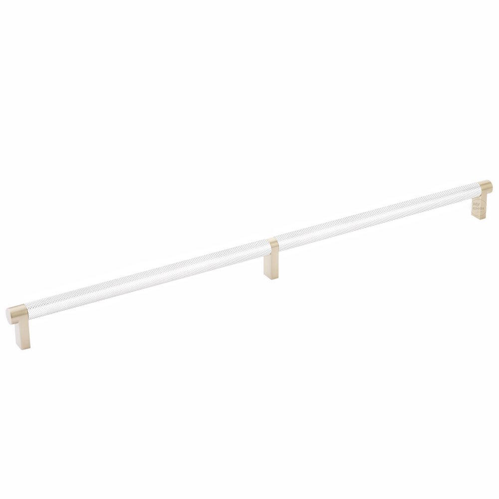 18" Centers Rectangular Stem in Satin Brass And Knurled Bar in Polished Chrome