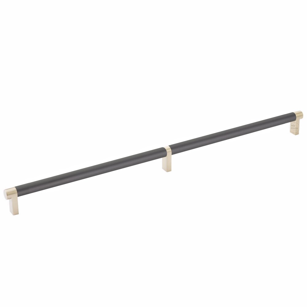 18" Centers Rectangular Stem in Satin Brass And Smooth Bar in Flat Black