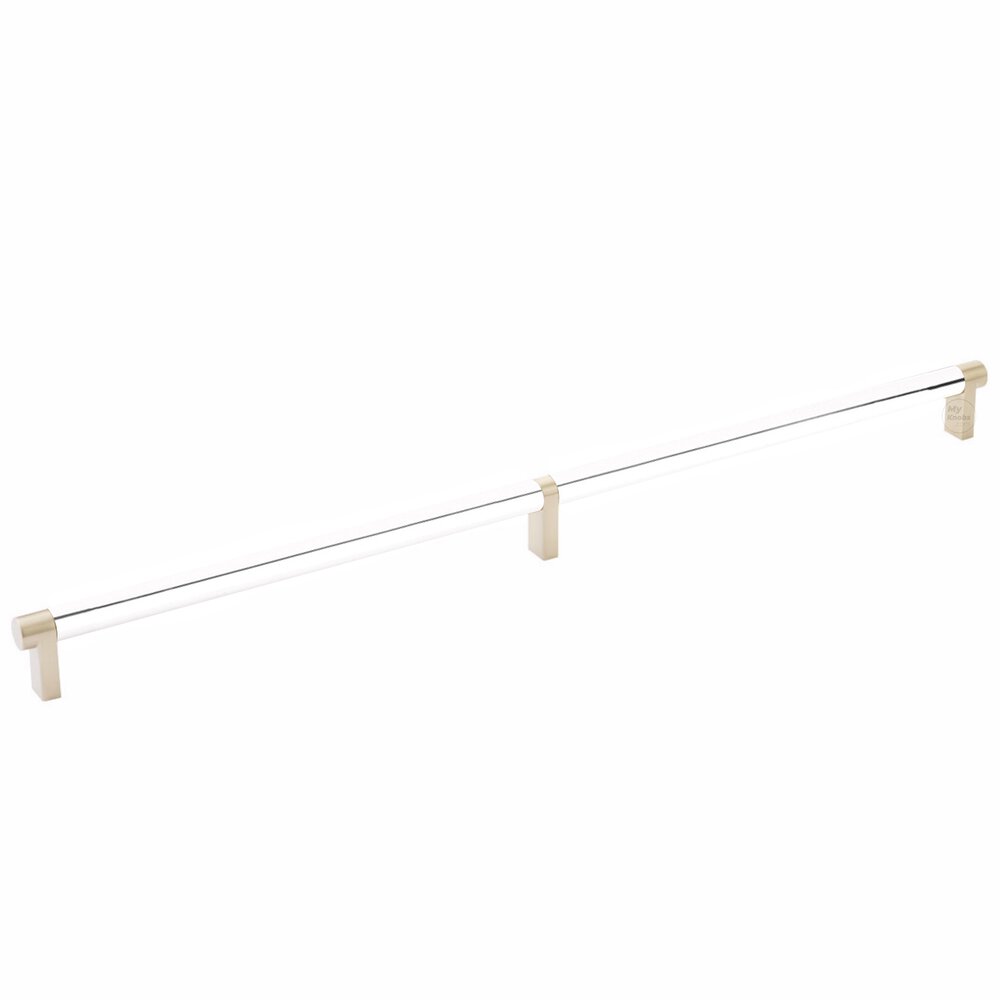 18" Centers Rectangular Stem in Satin Brass And Smooth Bar in Polished Chrome