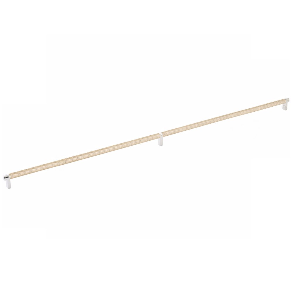 36" Centers Rectangular Stem in Polished Nickel And Knurled Bar in Satin Brass