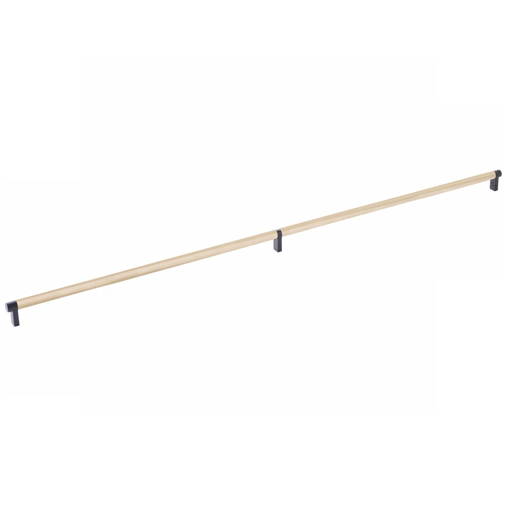 36" Centers Rectangular Stem in Flat Black And Knurled Bar in Satin Brass