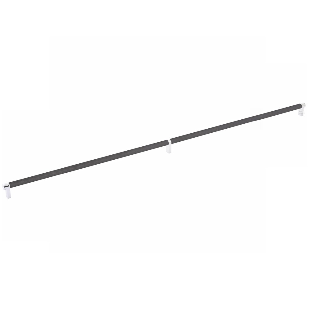 36" Centers Rectangular Stem in Polished Chrome And Knurled Bar in Flat Black