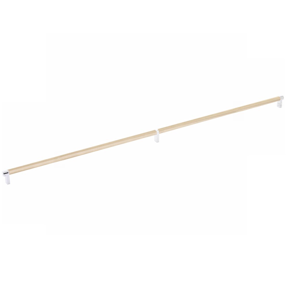 36" Centers Rectangular Stem in Polished Chrome And Knurled Bar in Satin Brass
