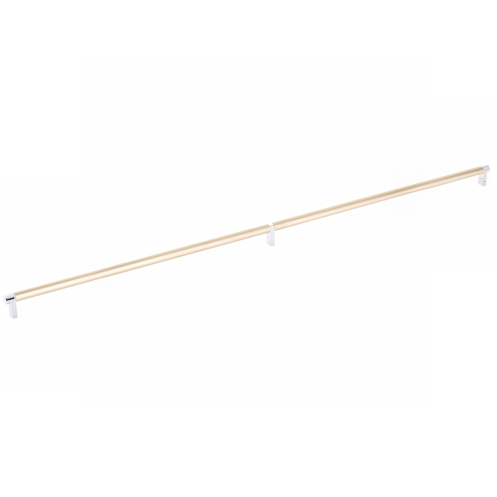 36" Centers Rectangular Stem in Polished Chrome And Smooth Bar in Satin Brass