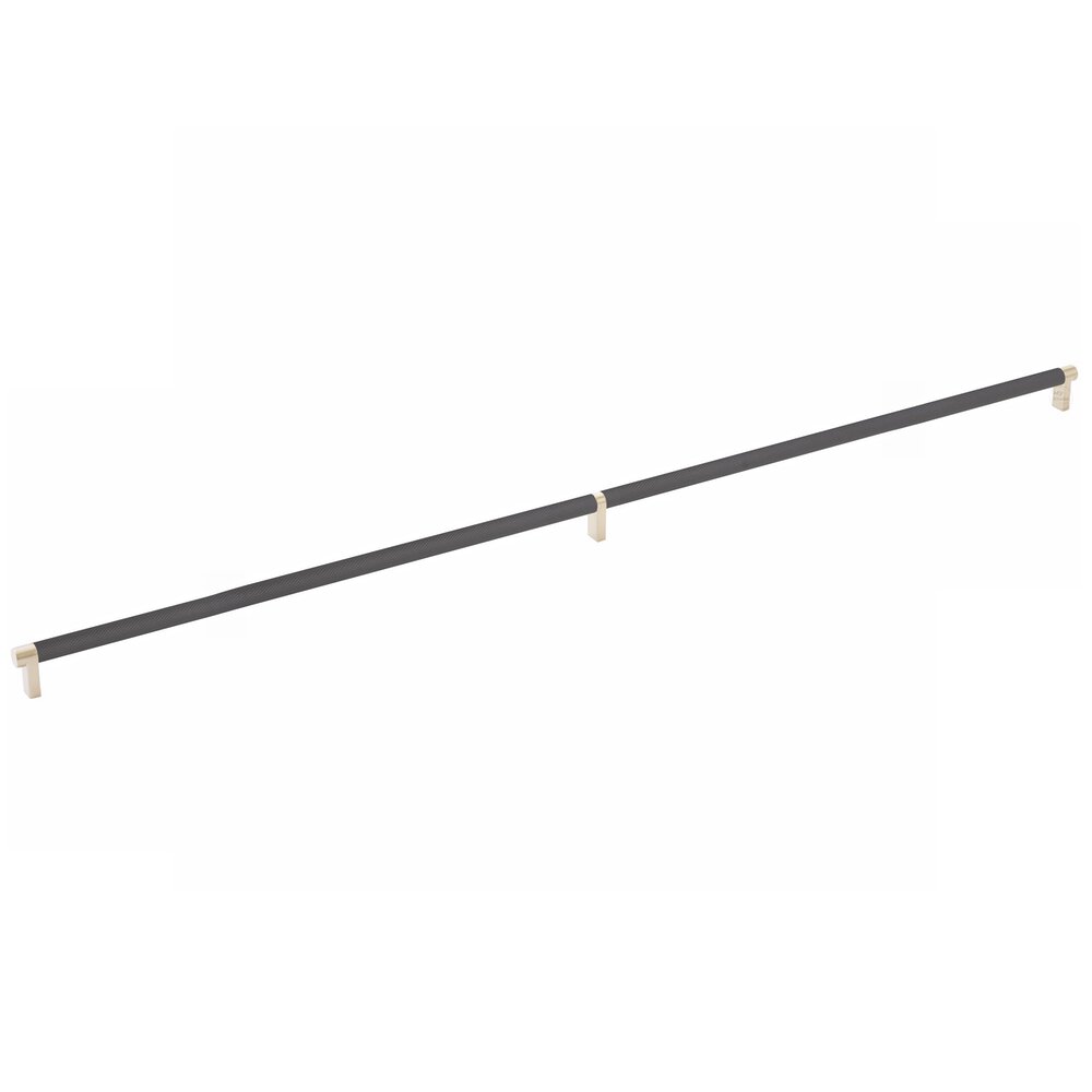 36" Centers Rectangular Stem in Satin Brass And Knurled Bar in Flat Black