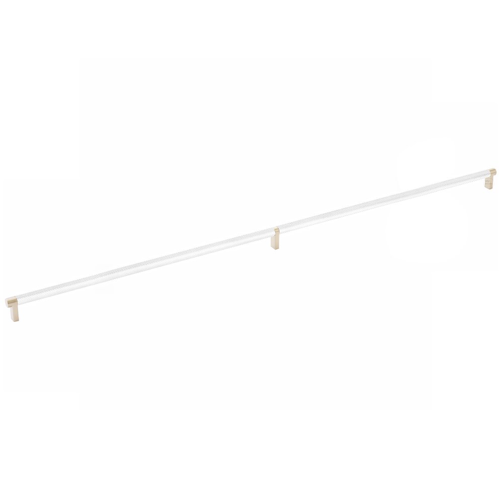 36" Centers Rectangular Stem in Satin Brass And Knurled Bar in Polished Chrome