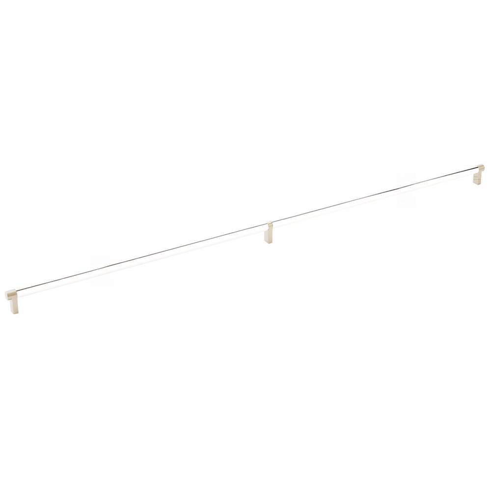 36" Centers Rectangular Stem in Satin Brass And Smooth Bar in Polished Nickel